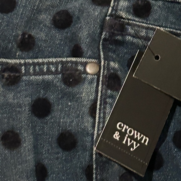 Crown & Ivy Womens Blue Skinny Jeans 10R with Polka Dot embellishments - Picture 12 of 15